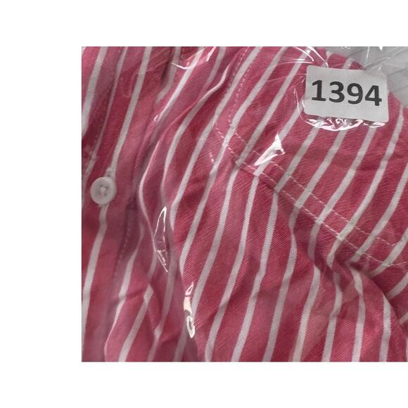 BLL beachlunchlounge Medium Pink White Stripe Button Front Shirt Rayon - Picture 6 of 6
